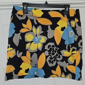 Loudmouth Black Mini Skort with Yellow, Orange & Blue Floral Print